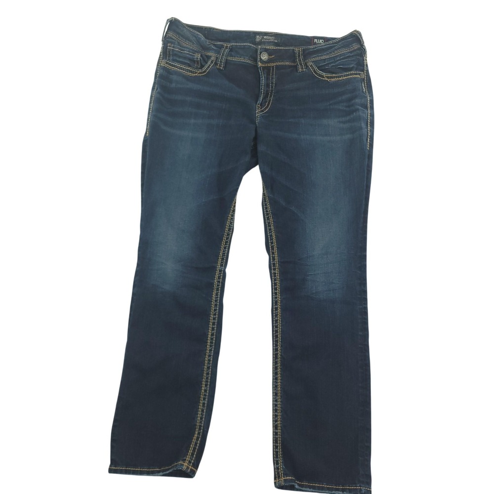 Silver Jeans Suki Mid Straight Jeans Womens 18 Blue Medium Wash Stretch Denim